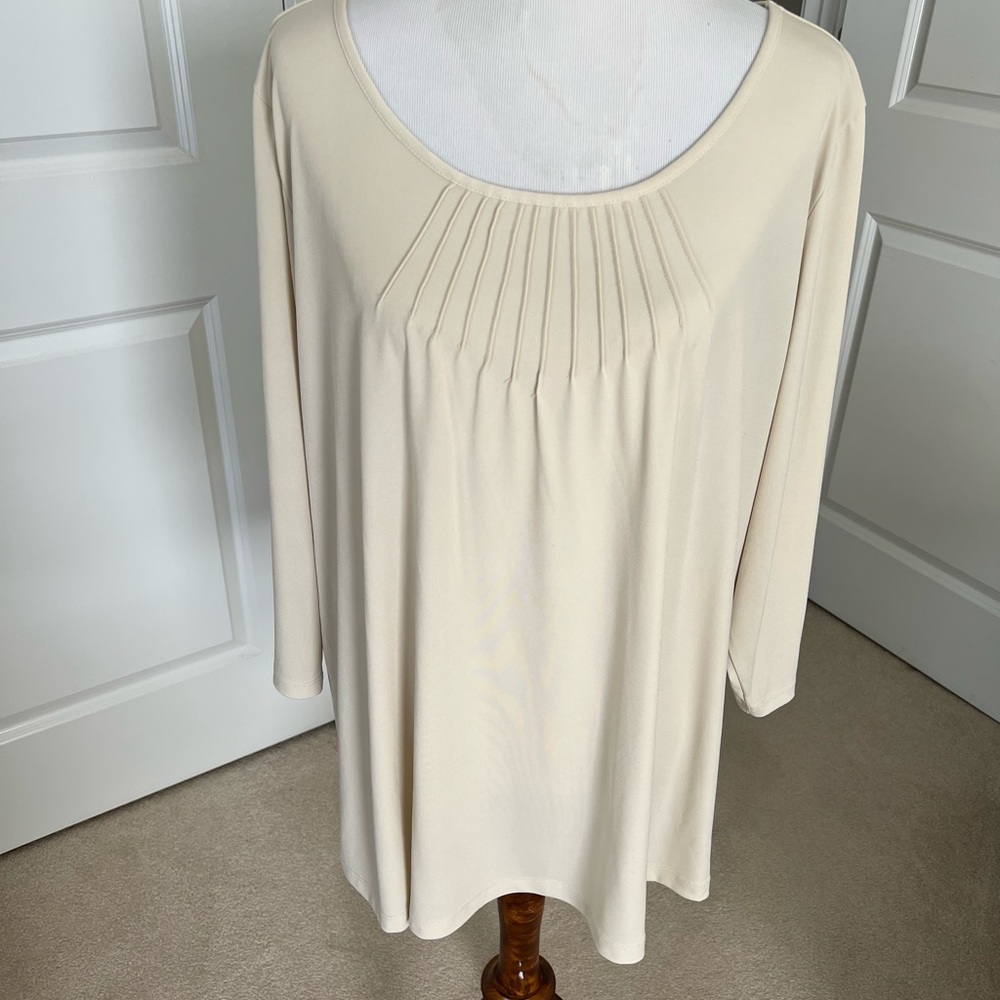 Susan Graver Essentials Elegant Cream Women's Top 2X